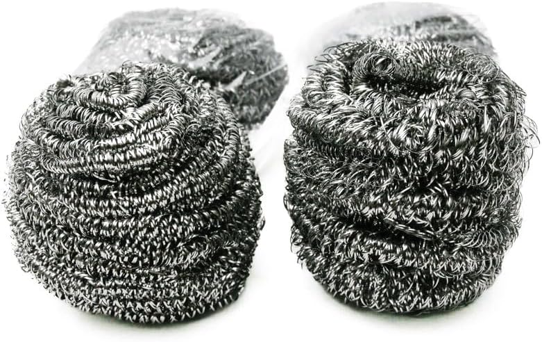 DAISO Stainless Steel Scrubber Set - 4 Heavy-Duty Kitchen Cleaning Scrubbers - Image 2